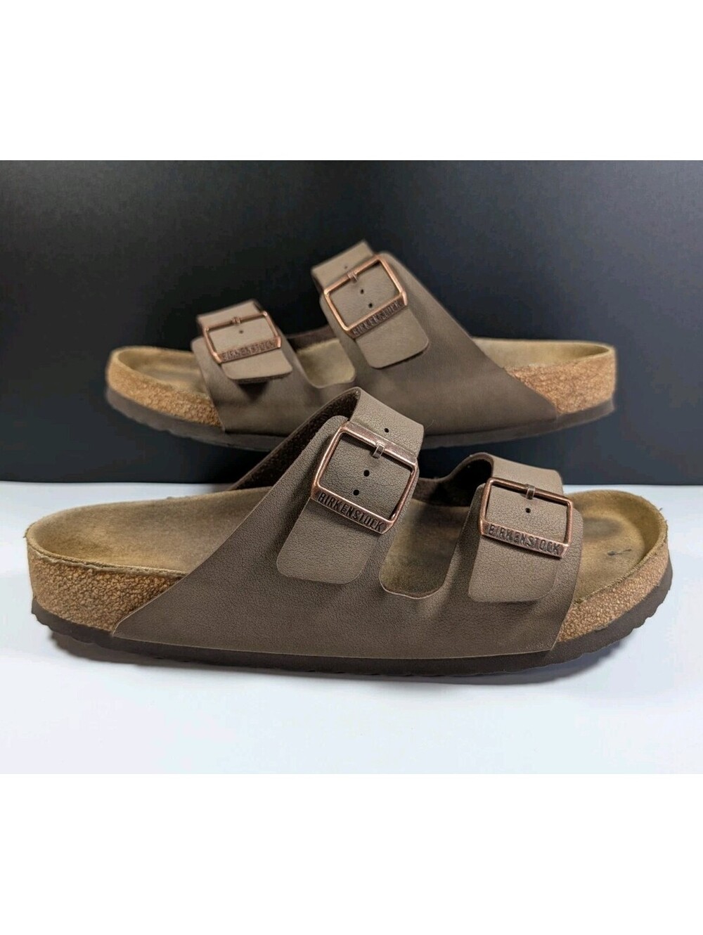 Birkenstock Mens 43 (10) Mocha Brown Arizona Birko Cork Footbed Slip Ons Sandals